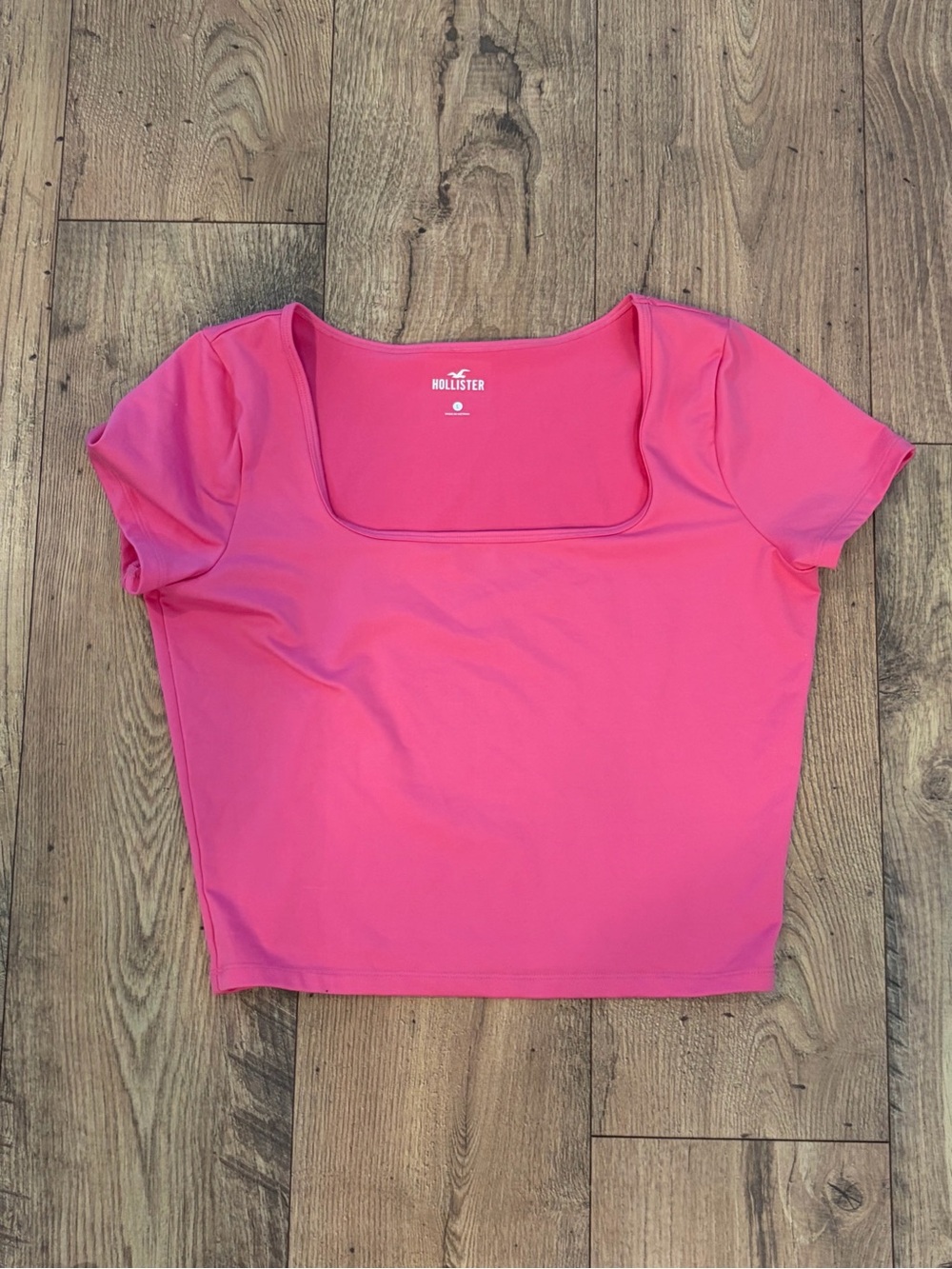 Hollister Square Neck Short Sleeve Top in Bright Pink